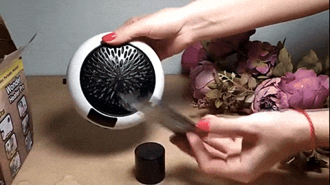 Demostración de calefactor portátil en funcionamiento