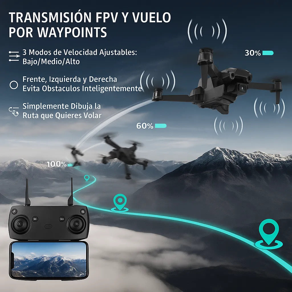 Mini Drone 4K Dual Cámara con Maletín Premium + 1 bateria extra GRATIS - SkyMaster Pro™